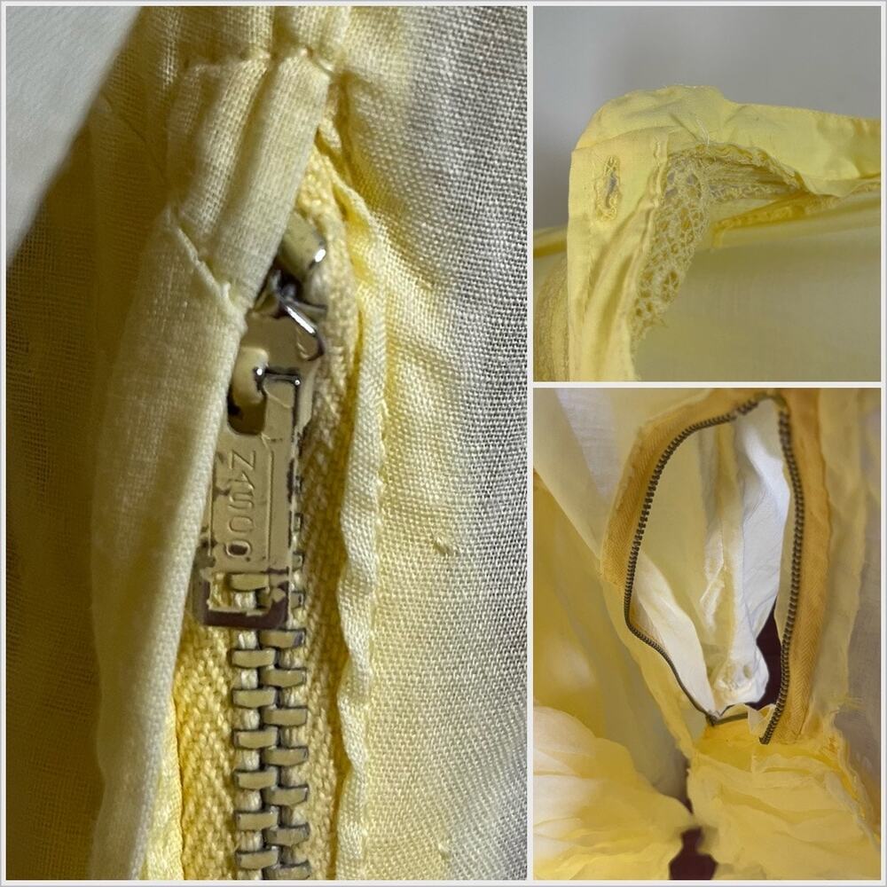 Vintage 1950s Yellow Cotton Eyelet Embroidered Shirtwaist Dress // Size XS - Picture 4 of 5